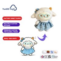 Porte-clés en peluche agneau dessin animé personnalisé, design sur mesure, porte-clés mouton doux avec lunettes pour cadeaux promotionnels