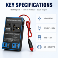 Chargeur de Voiture 100W 12V/24V vers 220V Domestique Multi-Ports avec Prise CA, Onduleur de Voiture, Chargeur Rapide pour Voiture, Convertisseur de Puissance