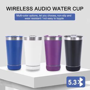 Venta al por mayor, bajo MOQ, vaso térmico inteligente de acero inoxidable de 14oz y 16oz con altavoz de música, tapa para cerveza, para gimnasio - Product Image 2