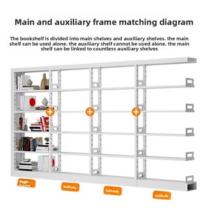 Multi-purpose Steel Book Display Rack Adjustable Shelves Double-sided Storage Sturdy Metal Floor-standing Library <b>Bookshelf</b> for - Product Image 3