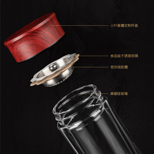 Double-walled Glass Water Cup With Lid Filter Heat-resistant For Business Gift Car Use - Product Image 3