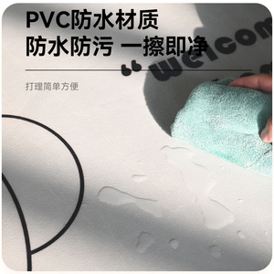 Alfombra de PVC para mascotas, lavable y fácil de limpiar, alfombra de cuero con diseño de dibujos animados para sala de estar, estilo Morandi, impermeable y resistente al aceite. - Product Image 3