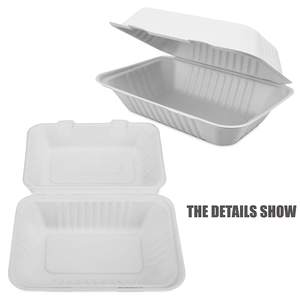 Disposable Compostable Biodegradable Bagasse Sugarcane Take Away Clamshell <strong>PET</strong> Bamboo Food Lids Parties Weddings Dinners - Product Image 2