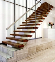 Escaliers d'intérieur sur mesure escalier flottant droit à poutre unique avec marches en bois massif pour escalier en bois métallique