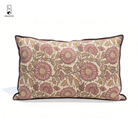 Housse de coussin en lin français motif tournesol - Housse de coussin vintage 100% lin à motifs floraux - Housse décorative rustique imprimée pour canapé