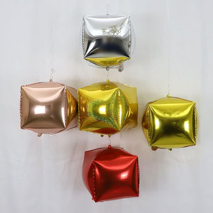 22 pouces 4D couleur unie Cube <span class=keywords><strong>film</strong></span> aluminium ballons carré quatre faces boule boîte-cadeau décoration de noël feuille ballon - Product Image 4