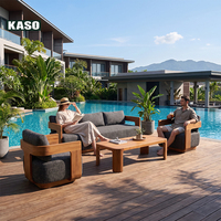Ensemble de mobilier d'extérieur de luxe en teck moderne, imperméable, pour hôtel, villa, jardin, porche et patio, incluant canapé de piscine