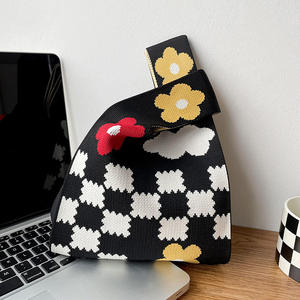 Sac à main mini de haute qualité 2026, nouveau sac à bandoulière personnalisé, sac fourre-tout en tricot à fleurs, sac fourre-tout à carreaux, sacs fourre-tout marocains - Product Image 5