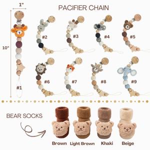 Coffret Cadeau de <span class=keywords><strong>Naissance</strong></span> Kaiyue pour Bébé Filles et Garçons, <span class=keywords><strong>Ensemble</strong></span> <span class=keywords><strong>Tricot</strong></span>é Printemps Automne pour Nouveau-Né avec Bandeau et Carte Étape en Bois - Product Image 5