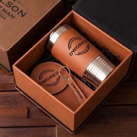 Set hadiah Tumbler anggur 20oz, Set hadiah cangkir Tumbler baja tahan karat dengan gantungan kunci dompet dan alas