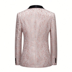 Costume de <span class=keywords><strong>smoking</strong></span> pour homme en deux pièces, veste à motif floral, <span class=keywords><strong>col</strong></span> châle paisley, veste de costume pour dîner, bal de promo, mariage - Product Image 2