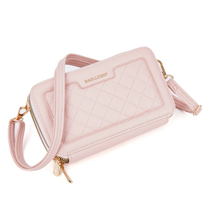 Clássico Luxo Bolsa Crossbody Dual Zipper Casual Feminino Bolsa de Ombro Com Poliéster e Forro De Couro - Product Image 2