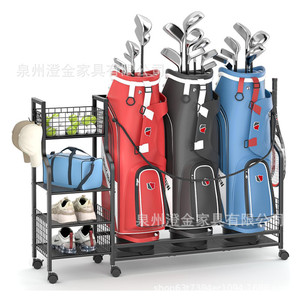 Suporte de Chão Giratório de Metal com <span class=keywords><strong>4</strong></span> Níveis para Armazenamento de Bolsas de Golfe, Organizador Esportivo Multicamadas Não Dobrável para Sala de Estar e Clubes - Moderno - Product Image 5