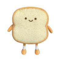 Oreiller de pain grillé personnalisé drôle de dessin animé de nourriture mignon oreiller de canapé en peluche avec remplissage en coton PP et emballage de sac OPP