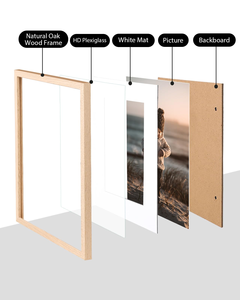Solid Oak Wood <b>Photo</b> <b>Frames</b> with Tempered Glass11 X 14 <b>Frames</b> for Horizontal and Vertical Wall Mounting - Product Image 3