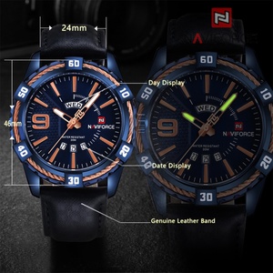 Montre à quartz bleue NAVIFORCE 9117 pour homme, étanche, décontractée, sportive, bracelet en cuir, montre-bracelet pour homme, mode - Product Image 5