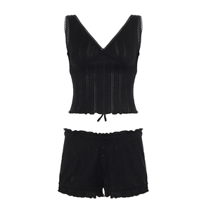 Ensemble deux pièces uni avec détail de nœud pour femme – Tenue décontractée et confortable en tissu de qualité - Product Image 6