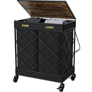 Jy 110L tái sử dụng có thể gập lại giặt <span class=keywords><strong>Hamper</strong></span> bánh xe có thể tháo rời lót xử lý ráp dây kim loại khung công suất lớn PP chất liệu - Product Image 2