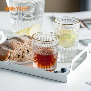 Impression personnalisée vente en gros prix abordable 64oz cristal clair jus thé lait eau verre pichet et tasses ensemble