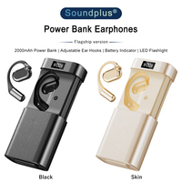Écouteurs M116 rotatifs réglables avec crochet d'oreille Écouteurs indicateurs de batterie de sport avec fonction Power Bank et fonction lampe de poche