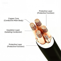 Cable de Alimentación de Cobre de 0.6/1kV YJV 3+1 Núcleos, Aislamiento XLPE, 3 Fases, 4 Hilos, Cable de Distribución Eléctrica de Bajo Voltaje para Uso Industrial