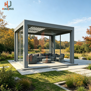 Abri <span class=keywords><strong>de</strong></span> <span class=keywords><strong>jardin</strong></span> en aluminium revêtu antirouille <span class=keywords><strong>3x3</strong></span> 3x4, aspect naturel, toit réglable avec éclairage LED, gazebo <span class=keywords><strong>de</strong></span> villa, pergola <span class=keywords><strong>de</strong></span> cour - Product Image 2