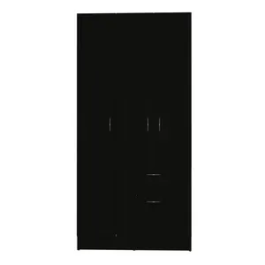 Hot Selling Modern 2 doors 2 Drawers Storage Cabinet Popular American Style Black Wooden Armoire Wardrobe