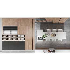Gabinete de <span class=keywords><strong>cocina</strong></span> negro con acabado de laca mate de chapa de madera moderna con Isla y barra de <span class=keywords><strong>desayuno</strong></span> Nuevo DISEÑO DE China - Product Image 2