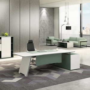 Modern Luxury Design Executive <b>Desk</b> High Quality Wooden 'L' Shape Manager Office <b>Desk</b> Factory Supply Olive Green Convertible - Product Image 3