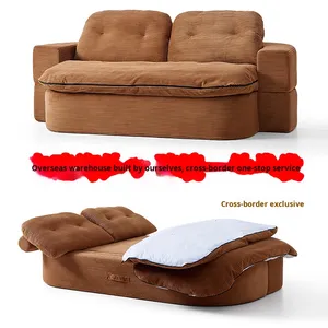 Estilo Vintage perezoso un asiento <span class=keywords><strong>canguro</strong></span> diseño esponja vacío sofá <span class=keywords><strong>cama</strong></span> tela pequeño apartamento Sleepable reclinable <span class=keywords><strong>doble</strong></span> plegable - Product Image 2