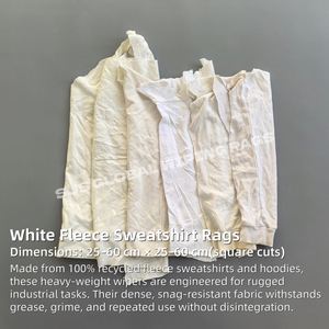 Trapos de Limpieza Industriales de 5 lb, Reciclados, 100% Algodón, Fuertes, Absorbentes de Agua y Aceite, Trapos de Tela de Felpa Blanca - Product Image 2