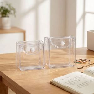Pochette de rangement transparente en PVC anti-humidité avec bouton-pression pour mini-boîte surprise, idéale pour poupées, porte-clés et écouteurs - Product Image 2