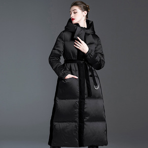 <span class=keywords><strong>Doudoune</strong></span> d'hiver à capuche <span class=keywords><strong>Ultra</strong></span> <span class=keywords><strong>longue</strong></span> de luxe pour femmes de haute qualité épaisse <span class=keywords><strong>chaude</strong></span> avec col montant duvet de canard blanc chaleur confortable - Product Image 2
