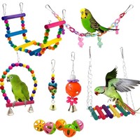 Prix usine oiseau perroquet jouet hamac balançoire échelle suspendu lit oiseau jouets à mâcher 11 pièces ensemble pour perroquets