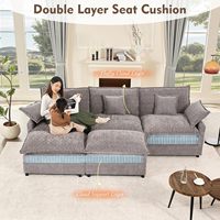 U-förmiges Modulares Sofa-Set 108'' 3-Sitzer mit Ottoman Tiefsitz Chenille-Stoff Modernes Wohnzimmer
