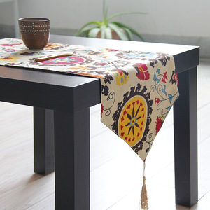 Runner da tavolo in lino di cotone con foglie di fiori etnici di vendita calda soggiorno sala da pranzo decorazione della cucina Runner da tavolo - Product Image 1
