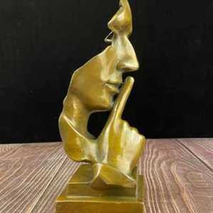 Modern Creative Silence Is Gold <strong>Abstract</strong> Art Figurine Nordic Thinker Statue Office Living Room Art Brass <strong>Sculptures</strong> - Product Image 3