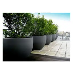 현대 바닥 장착 장식 화분 야외 정원 냄비 콘크리트 화분, 콘크리트 회색 원통 모양 사용자 정의 크기