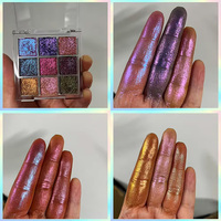Palette d'ombres à paupières personnalisée Acly 9 couleurs duochrome multichrome, haute pigmentation, couleurs brillantes et chatoyantes