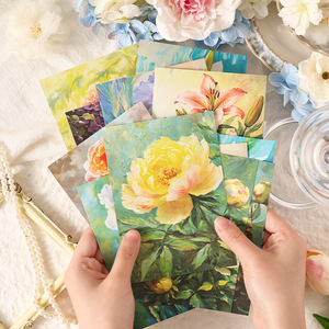 10 feuilles/paquet de papier décoratif, série Flower Town Corner, matériaux de collage floral gaufré pour carnets - Product Image 1