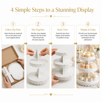 Support à gâteaux 3 niveaux en papier blanc rond avec dentelle florale, jetable, pour pâtisserie, idéal pour mariage - Grande Vente