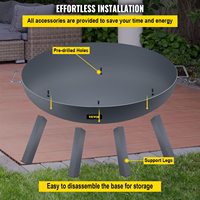 Insert de foyer rond en acier pour foyer extérieur, idéal pour remplacer les anneaux et supports existants, foyer à bois en métal de 23,25 po pour patio et jardin