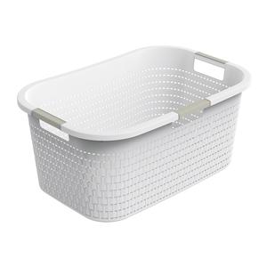 Cesto para Ropa Country de 40 L, Plástico Blanco con Asas para Almacenamiento de Ropa - Product Image 1