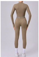 Combinaison de sport et de yoga pour femme, en maille double face, extensible dans quatre directions, écologique, avec taille élastique ajustée et ouvertures pour les doigts