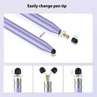 2'si 1 Arada Makaron Tarzı Akıllı Metal Dokunmatik Ekran Kapasitif Stylus Kalem, Telefon ve Tabletler için Eğim Açısı Algılamalı İnce Uçlu Kalem
