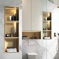 Niche de douche encastrée en acier inoxydable 304 sur mesure, luxe moderne, or avec éclairage LED, adaptée à la maison et aux hôtels