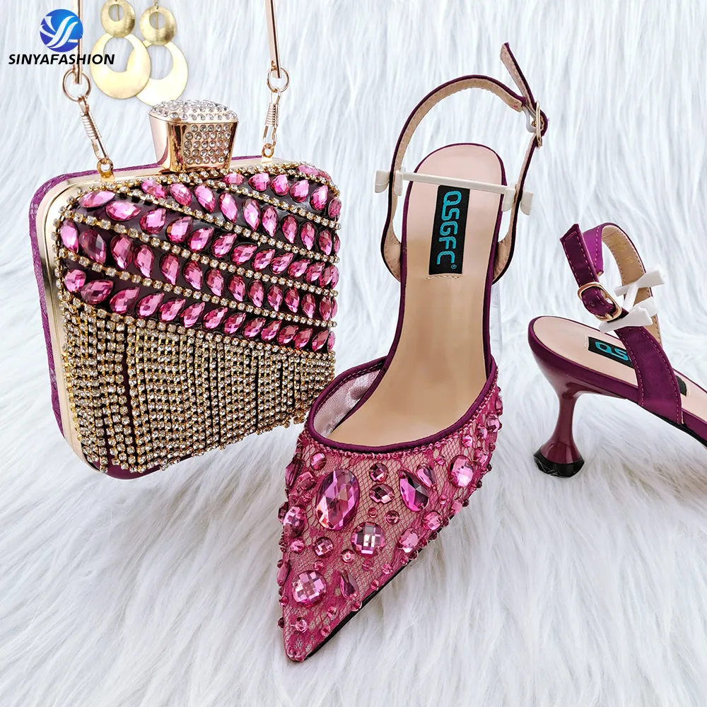 Zapatos y bolso hechos a mano para mujer, zapatos de boda a juego, conjunto de bolso, diseño italiano para combinar