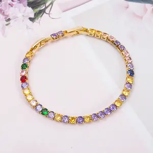 Wholesale sterling silver bracelet 925 chain for women and bracelets rhinestone silver bracelet chains colorful zirconia chain