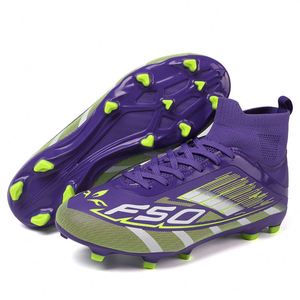 Chaussures de football respirantes en tricot à logo personnalisé OEM, crampons de football FG montants pour hommes, femmes et jeunes, pour l'entraînement et les matchs - Product Image 1