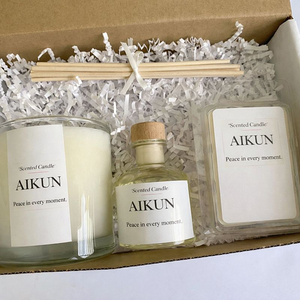 ชุดเทียนหอมอโรมาเธอราพีสุดหรู AIKUN, ขี้ผึ้งมะพร้าวและสารสกัดจากพืช, บรรจุภัณฑ์แบบกำหนดเองสำหรับของขวัญเทศกาล เทียนหอมติดทนนาน - Product Image 1